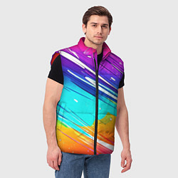 Мужской жилет Радужные брызги краски текстура, цвет: 3D-красный — фото 2