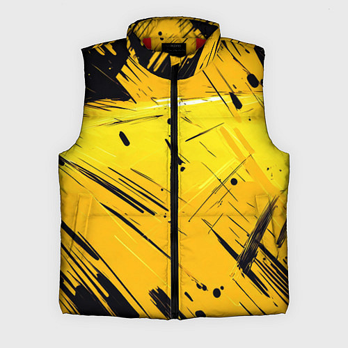 Мужской жилет Желтая краска на черном фоне / 3D-Красный – фото 1