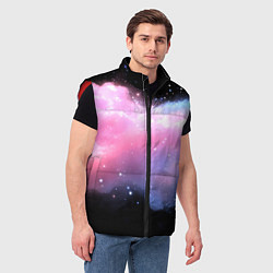 Мужской жилет Розово-голубое облако на черном фоне, цвет: 3D-красный — фото 2