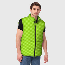 Мужской жилет Салатовый паттерн в мелкий квадратик, цвет: 3D-черный — фото 2