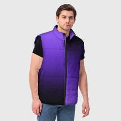 Мужской жилет Чёрно-сиреневый градиент пополам, цвет: 3D-черный — фото 2