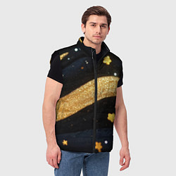 Мужской жилет Золотые волны текстура, цвет: 3D-черный — фото 2