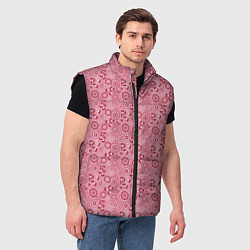 Мужской жилет Красно белый деревенский узор ретро, цвет: 3D-черный — фото 2