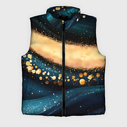 Мужской жилет Бирюзовая текстура с золотыми вставками, цвет: 3D-черный