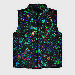 Мужской жилет Чёрный с брызгами сине-зелёными абстракция, цвет: 3D-черный