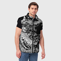 Мужской жилет Белый дракон на черном, цвет: 3D-черный — фото 2