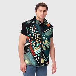Мужской жилет Тёмно-синий абстракция полосы кружочки, цвет: 3D-черный — фото 2