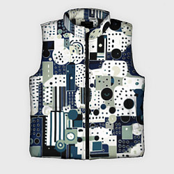 Мужской жилет Чёрно-белый с синий абстракция фигуры точки, цвет: 3D-черный