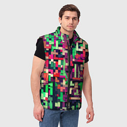 Мужской жилет Зелёно-розовый геометричные фигуры, цвет: 3D-черный — фото 2