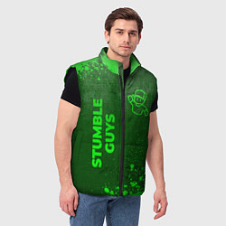 Мужской жилет Stumble Guys - green gradient вертикально, цвет: 3D-черный — фото 2