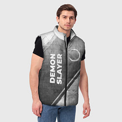 Мужской жилет Demon Slayer - grey gradient вертикально, цвет: 3D-черный — фото 2