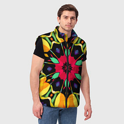 Мужской жилет Салатовый калейдоскоп, цвет: 3D-черный — фото 2