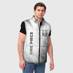 Мужской жилет One Piece - white gradient вертикально, цвет: 3D-черный — фото 2