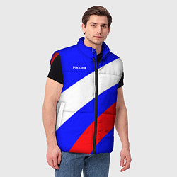 Мужской жилет Россия триколор полосами, цвет: 3D-красный — фото 2