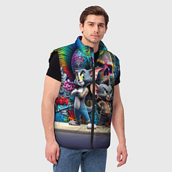 Мужской жилет Том и Джерри - панк не умер, цвет: 3D-черный — фото 2
