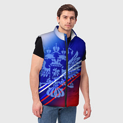 Мужской жилет Герб России и градиент бело-сине-красный, цвет: 3D-черный — фото 2