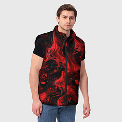 Мужской жилет Красно-черные разводы краски - абстрактный узор, цвет: 3D-черный — фото 2
