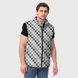 Мужской жилет Черный и серый горох на белом фоне, цвет: 3D-черный — фото 2