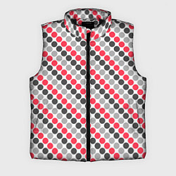 Мужской жилет Красный и серый горошек ретро, цвет: 3D-черный