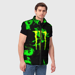 Мужской жилет Monster energy кислотное лого огонь, цвет: 3D-черный — фото 2