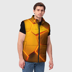 Мужской жилет Желтые неоновые соты - текстура, цвет: 3D-черный — фото 2