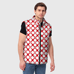 Мужской жилет Красно белый узор в клетку и горох, цвет: 3D-черный — фото 2