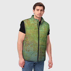 Мужской жилет Абстракция - green oil stain, цвет: 3D-черный — фото 2
