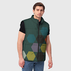 Мужской жилет Кластер зеленая ночь, цвет: 3D-черный — фото 2