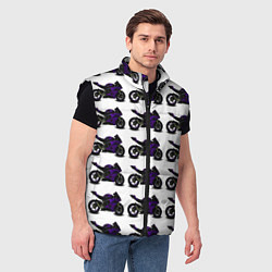Мужской жилет The motorcycle is dark purple, цвет: 3D-черный — фото 2