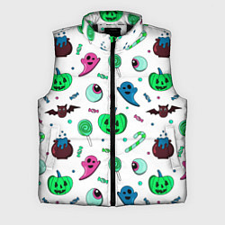 Мужской жилет Halloween light green pumpkin - паттерн, цвет: 3D-черный
