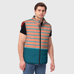 Мужской жилет Полосатый мандариновый морской рассвет, цвет: 3D-красный — фото 2