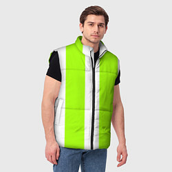 Мужской жилет Color light green white stripes, цвет: 3D-черный — фото 2
