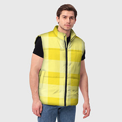 Мужской жилет Солнечный желтый тартан, цвет: 3D-черный — фото 2