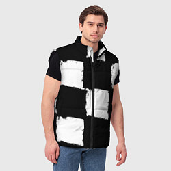 Мужской жилет Черные квадраты в виде шахматной доски, цвет: 3D-черный — фото 2
