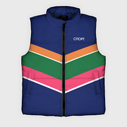 Мужской жилет Тёмно-синий спорт с полосами, цвет: 3D-черный