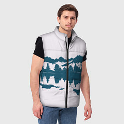 Мужской жилет Лес и озеро, цвет: 3D-черный — фото 2