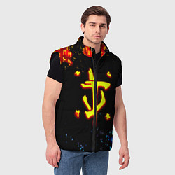 Мужской жилет Doom огненные символы, цвет: 3D-черный — фото 2