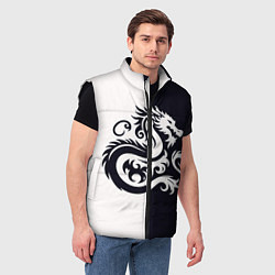 Мужской жилет Дракон на темно-синем, цвет: 3D-черный — фото 2