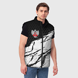 Мужской жилет Федерация бокса России - белый затертый, цвет: 3D-черный — фото 2