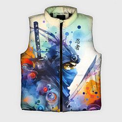 Мужской жилет Японский ниндзя - акварельный набросок, цвет: 3D-черный