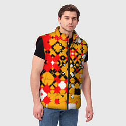 Мужской жилет Красно-желтая геометрическая абстракция, цвет: 3D-черный — фото 2