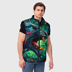 Мужской жилет Космический оборотень - витраж, цвет: 3D-черный — фото 2