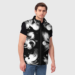 Мужской жилет Чёрно-белый абстрактный паттерн, цвет: 3D-черный — фото 2