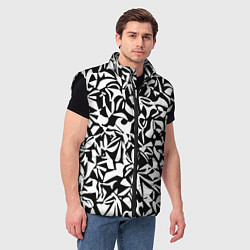 Мужской жилет Чёрно-белый паттерн абстракция, цвет: 3D-черный — фото 2