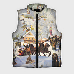 Мужской жилет Русская тройка зимой - картина Масленица Кустодиев, цвет: 3D-черный