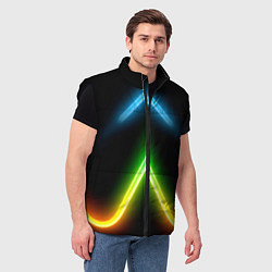 Мужской жилет Neon multicolored lines, цвет: 3D-черный — фото 2