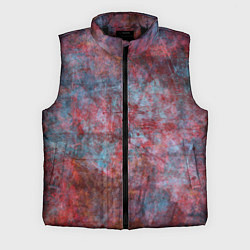 Мужской жилет Абстракция - red rust on blue, цвет: 3D-черный