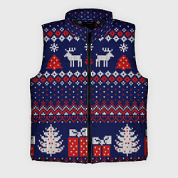 Мужской жилет Новогодний вязаный паттерн, цвет: 3D-черный