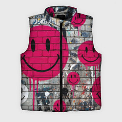 Мужской жилет Розовые смайлы граффити