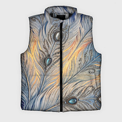 Мужской жилет Синие перья с самоцветами
